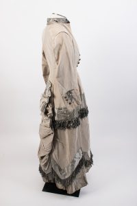 side view, 1877 wedding ensemble, New Zealand