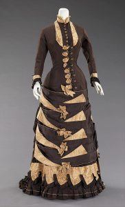 dark brown wedding dress, 1879