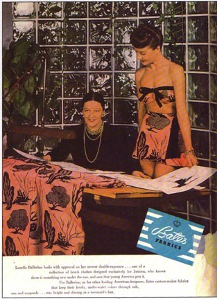 from a Feb. 1946 Vogue ad Louella Ballerino looks with approval on her newest double-exposure