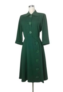 Dark green rayon 1940s dress