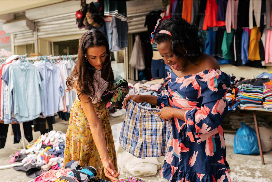 Women at clothing market