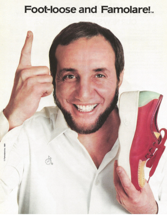 Ad featuring shoe designer Joe Famolare